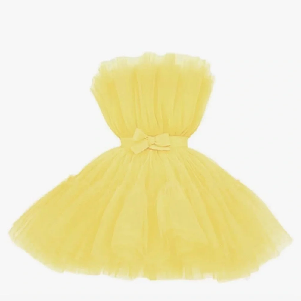 yellow puffy dress short puffy dress short Puffy Sleeves Short Yellow Dress